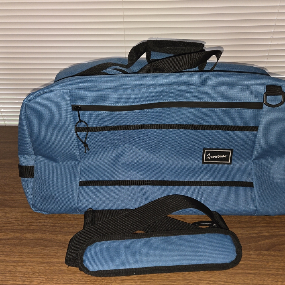 Blue and Black Men's Duffel Bag Journeyman, Never Used
